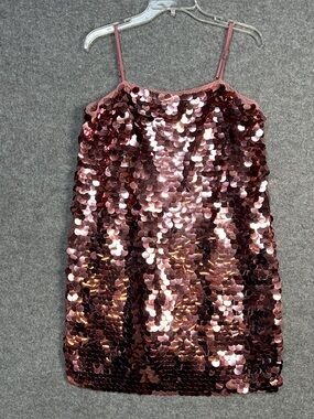 A New Day Women’s Large Rose Sequin Mini Party Shift Dress Y2K Evening Fancy New